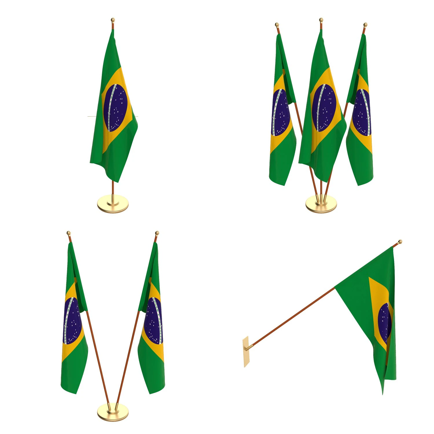 brazil flag pack 3D Model .c4d .max .obj .3ds .fbx .stl .blend 