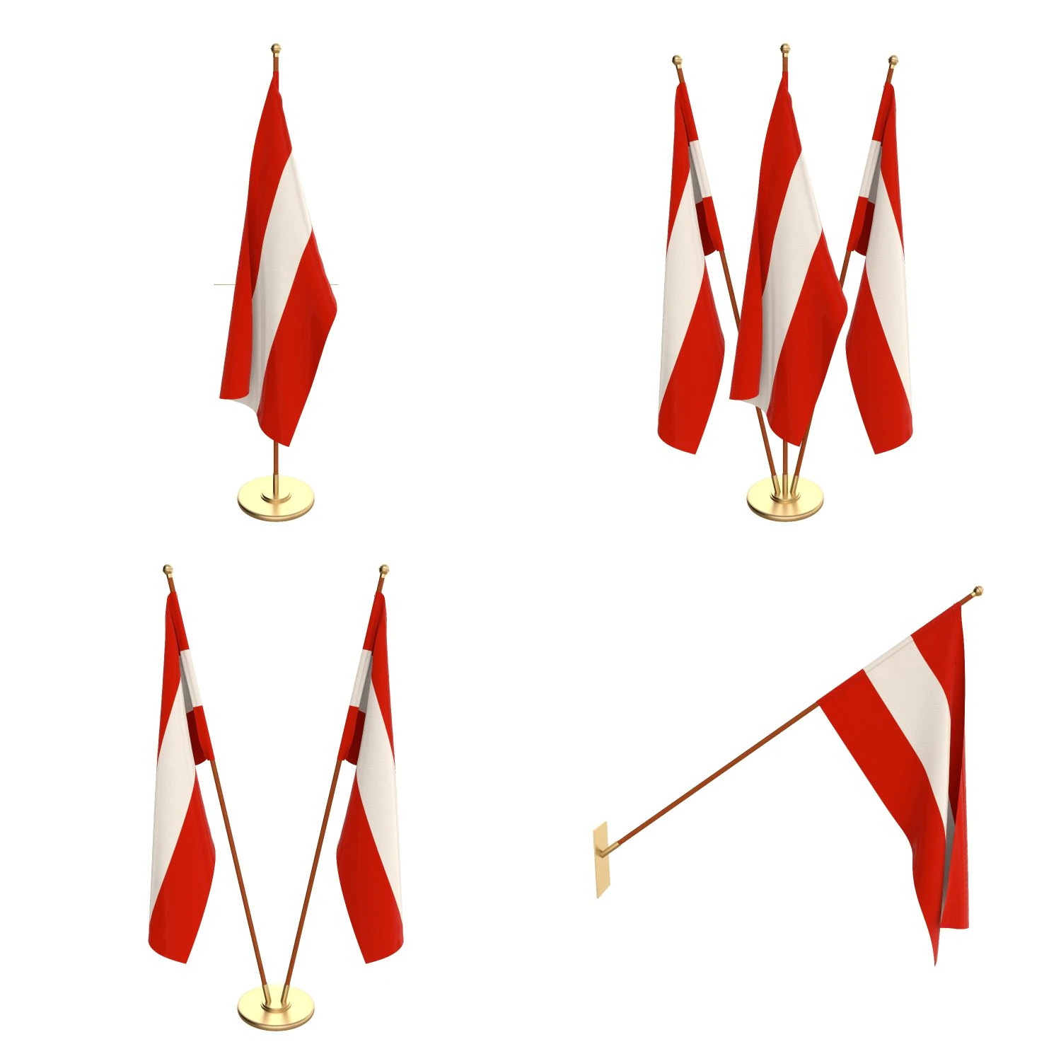 austria flag pack 3D Model .c4d .max .obj .3ds .fbx .stl .blend 