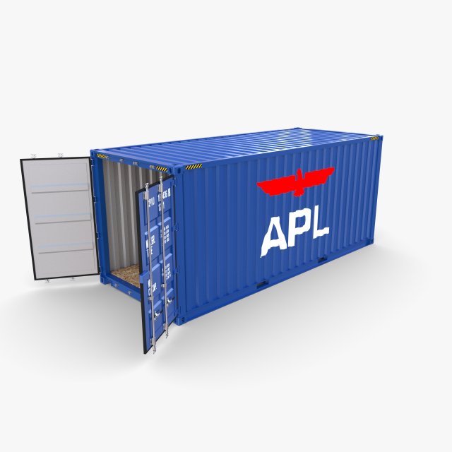 20ft shipping container apl Modèle 3D .c4d .max .obj .3ds .fbx .stl .blend 
