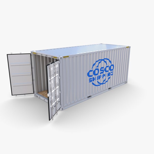 20ft shipping container cosco shipping v2 3D Модель .c4d .max .obj .3ds .fbx .stl .blend 