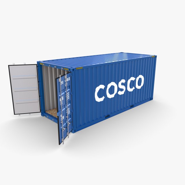 20ft shipping container cosco v1 3D Модель .c4d .max .obj .3ds .fbx .stl .blend 