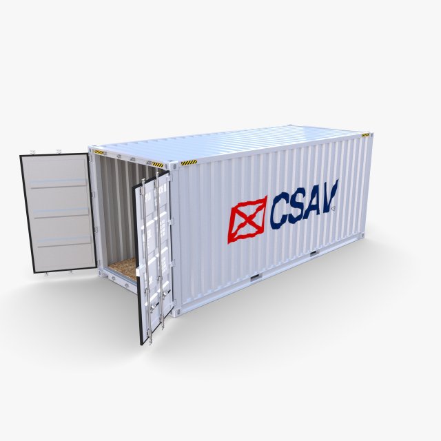 20ft shipping container csav v1 3D Model .c4d .max .obj .3ds .fbx .stl .blend 
