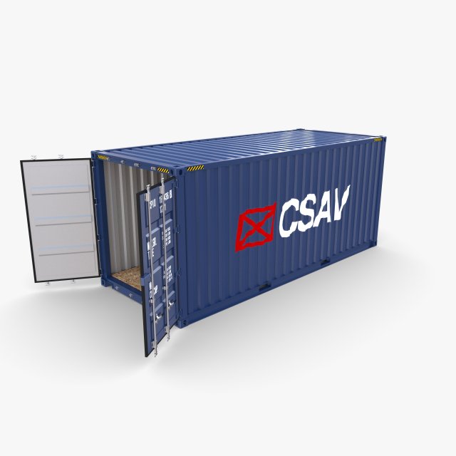 20ft shipping container csav v2 Model 3D .c4d .max .obj .3ds .fbx .stl .blend 