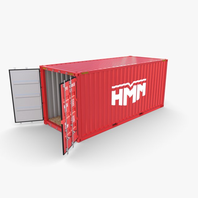 20ft shipping container hmm v2 3D Model .c4d .max .obj .3ds .fbx .stl .blend 