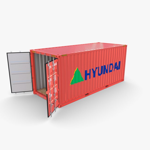 20ft shipping container hyundai 3D 模型 .c4d .max .obj .3ds .fbx .stl .blend 