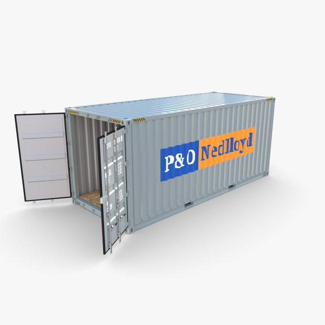 20ft shipping container po nedlloyd v1 3Dモデル .c4d .max .obj .3ds .fbx .stl .blend 