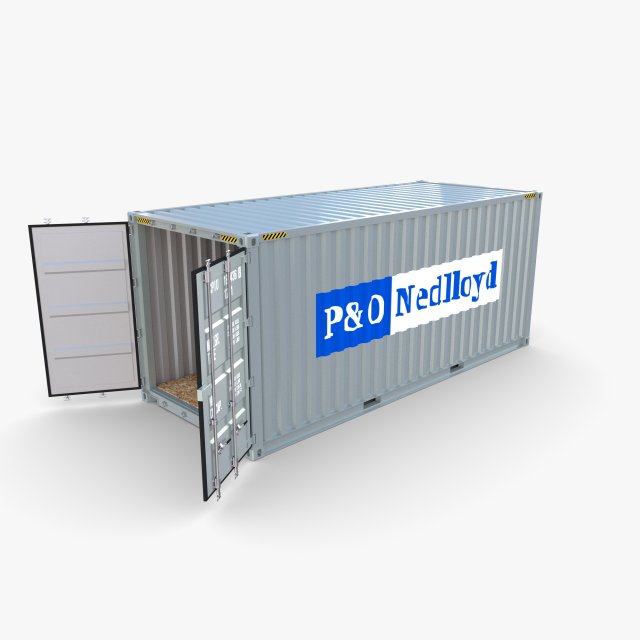 20ft shipping container po nedlloyd v2 3D Model .c4d .max .obj .3ds .fbx .stl .blend 