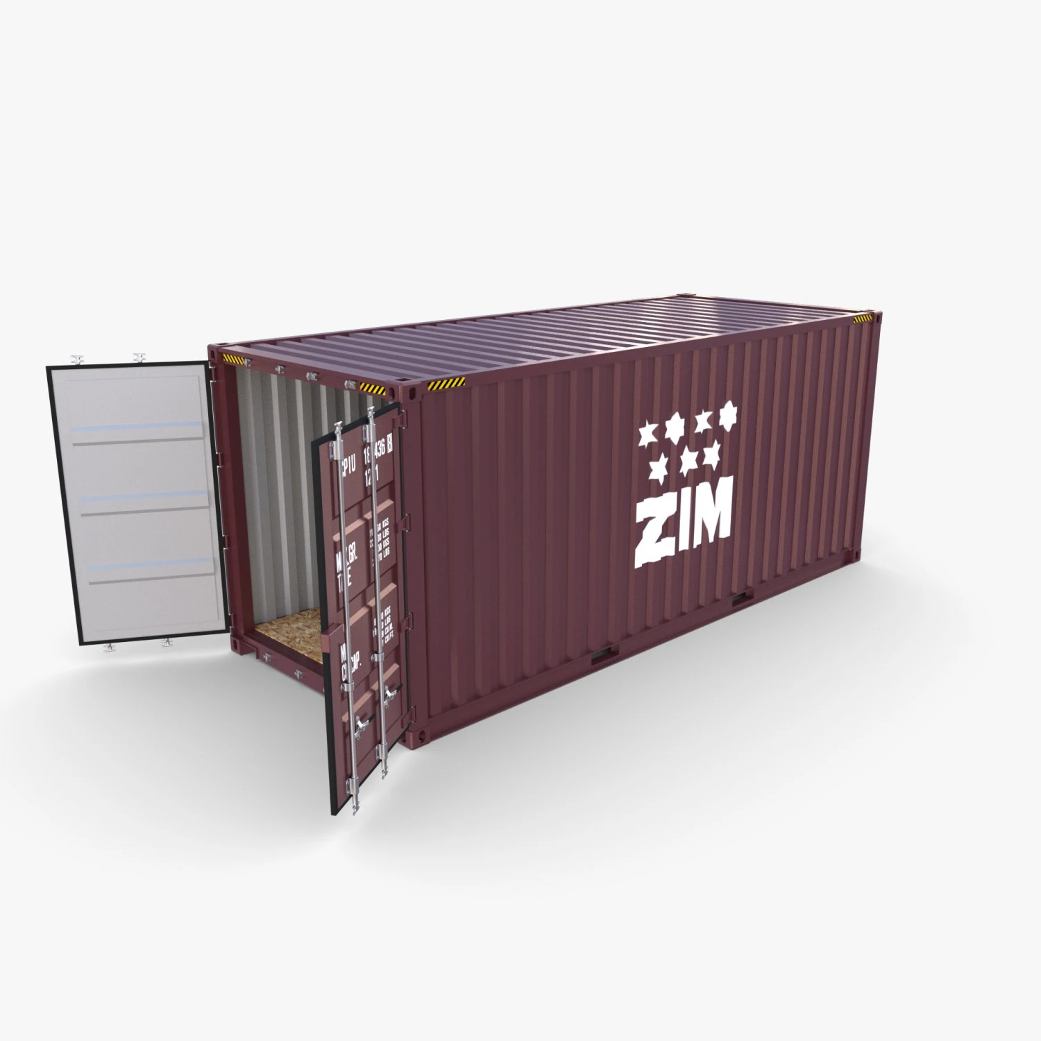 20ft shipping container zim 3D Model .c4d .max .obj .3ds .fbx .stl .blend 