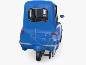 peel p50 blue with interior and chassis 3D Model