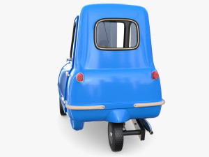 peel p50 blue with interior and chassis 3D Model