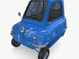 peel p50 blue with interior and chassis 3D Model