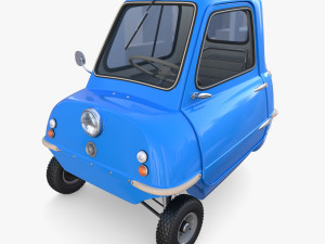 peel p50 blue with interior and chassis 3D Model