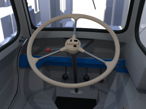 peel p50 blue with interior and chassis 3D Model