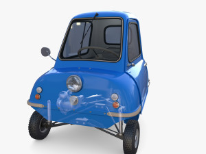 peel p50 blue with interior and chassis 3D Model
