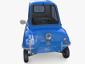 peel p50 blue with interior and chassis 3D Model