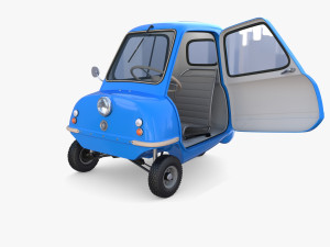 peel p50 blue with interior and chassis 3D Model