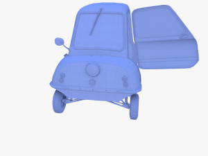 peel p50 blue with interior and chassis 3D Model