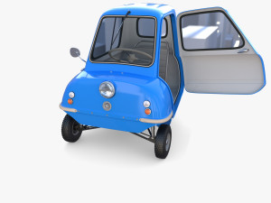 peel p50 blue with interior and chassis 3D Model