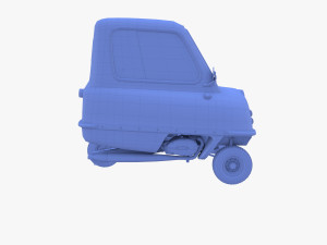 peel p50 blue with interior and chassis 3D Model