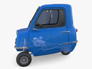 peel p50 blue with interior and chassis 3D Model