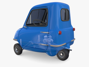 peel p50 blue with interior and chassis 3D Model