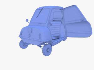peel p50 blue with interior and chassis 3D Model