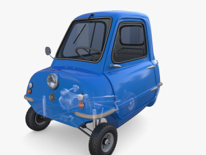 peel p50 blue with interior and chassis 3D Model