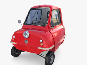 peel p50 blue with interior and chassis 3D Model
