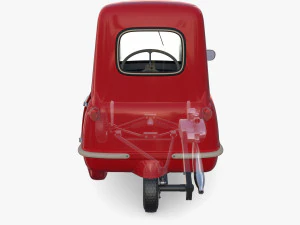 peel p50 blue with interior and chassis 3D Model