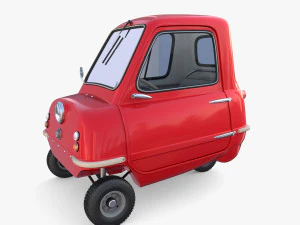 peel p50 blue with interior and chassis 3D Model