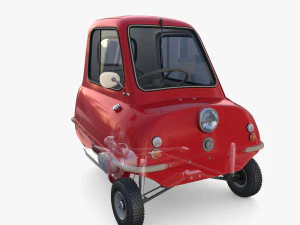 peel p50 blue with interior and chassis 3D Model
