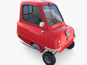 peel p50 blue with interior and chassis 3D Model
