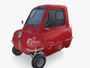 peel p50 blue with interior and chassis 3D Model