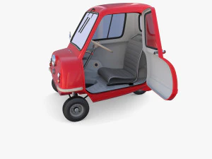 peel p50 blue with interior and chassis 3D Model