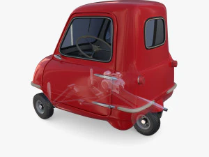peel p50 blue with interior and chassis 3D Model