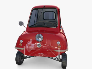 peel p50 blue with interior and chassis 3D Model