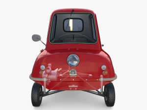 peel p50 blue with interior and chassis 3D Model