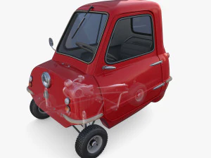 peel p50 blue with interior and chassis 3D Model