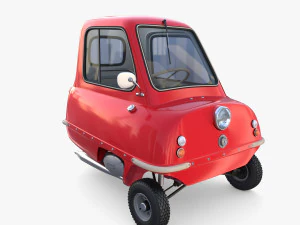 peel p50 blue with interior and chassis 3D Model