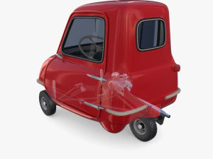 peel p50 blue with interior and chassis 3D Model