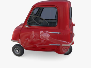 peel p50 blue with interior and chassis 3D Model