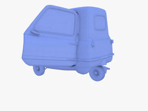 peel p50 blue with interior and chassis 3D Model