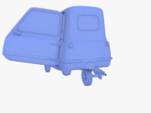 peel p50 blue with interior and chassis 3D Model