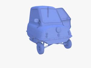peel p50 blue with interior and chassis 3D Model