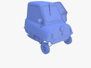 peel p50 blue with interior and chassis 3D Model
