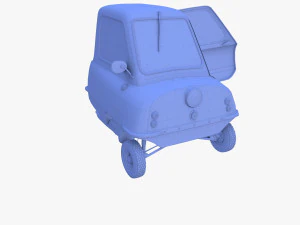 peel p50 blue with interior and chassis 3D Model
