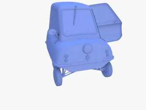 peel p50 blue with interior and chassis 3D Model