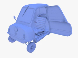 peel p50 blue with interior and chassis 3D Model