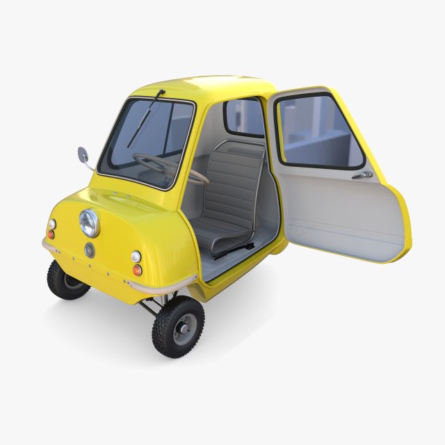 peel p50 yellow with interior and chassis 3D Модель .c4d .max .obj .3ds .fbx .stl .blend 