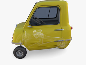 peel p50 yellow with interior and chassis 3D Модель